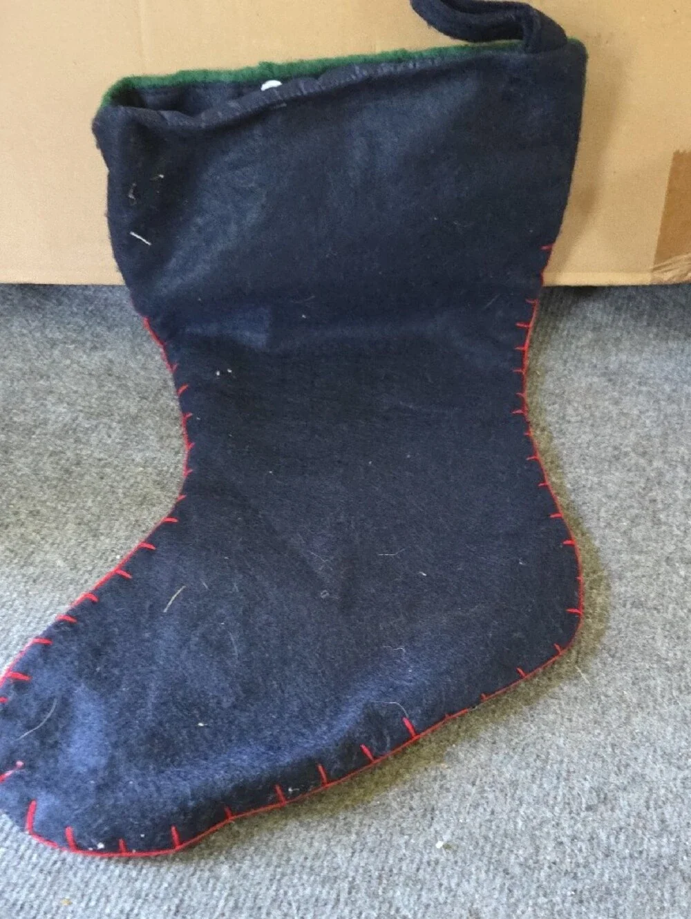 Target Navy Blue and Green Christmas Stocking with Tree Applique